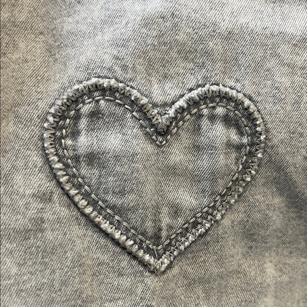 Jane and Delancey Gray Washed Heart-Embroidered Button-Up Blouse - Picture 8 of 8